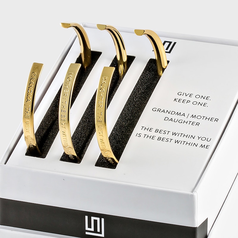 Main Image 1 of Stella Valle Grandma, Mother, Daughter Bangle Bracelet Set 18K Gold-Plated Brass
