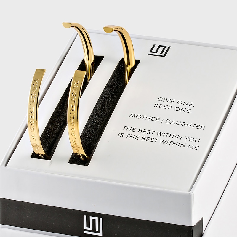 Main Image 1 of Stella Valle Mother, Daughter Bangle Bracelet Set 18K Gold-Plated Brass