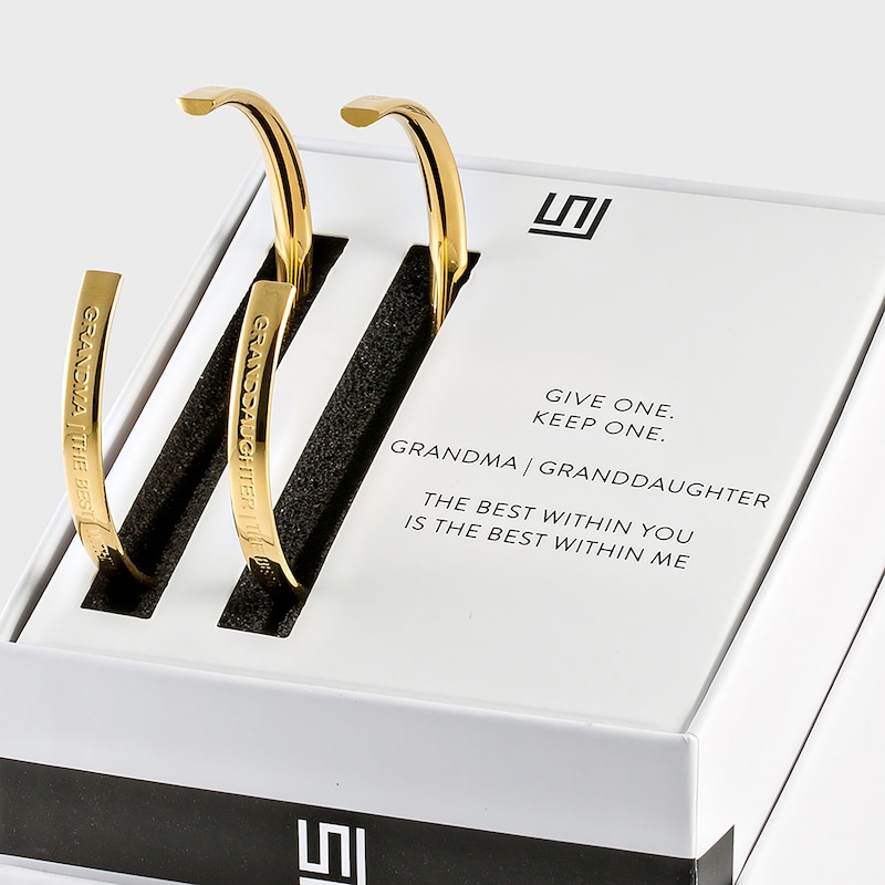 Main Image 1 of Stella Valle Grandma, Granddaughter Bangle Bracelet Set 18K Gold-Plated Brass