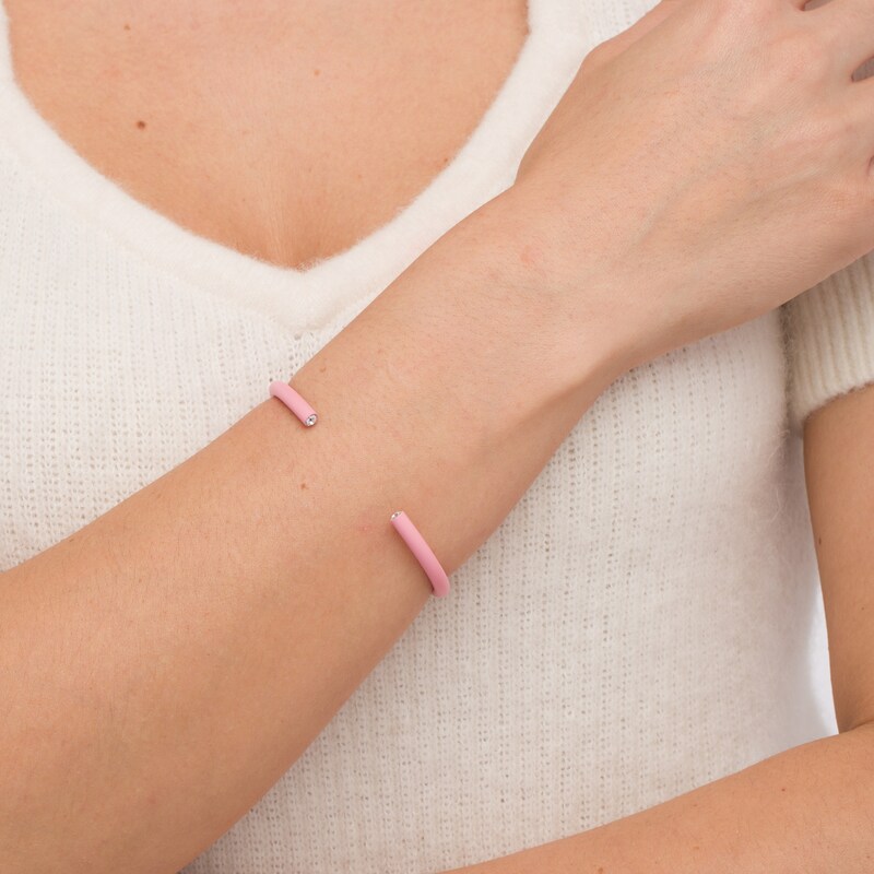 Main Image 3 of Stella Valle Color Bangle Bracelet Pink Matte Ceramic Over Brass