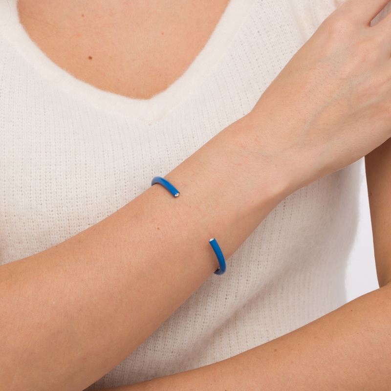 Main Image 3 of Stella Valle Color Bangle Bracelet Blue Matte Ceramic Over Brass