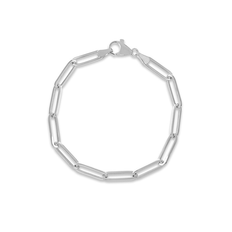 Main Image 1 of Paper Clip Chain Bracelet 14K White Gold 8"