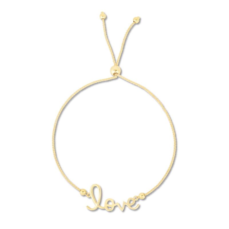 Main Image 1 of "LOVE" Bolo Bracelet 10K Yellow Gold