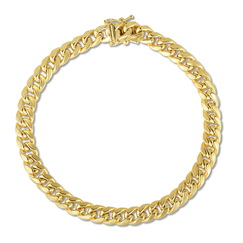 Hollow Miami Cuban Link Bracelet 14K Yellow Gold with 360