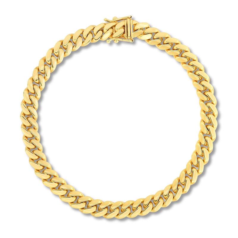 14K Yellow Gold Solid Miami Cuban Link Bracelet
