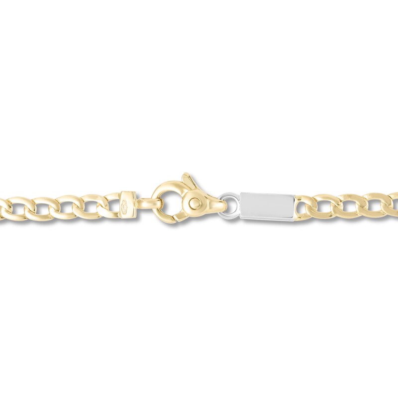 Hollow Curb Link Chain Bracelet 14K Two-Tone Gold