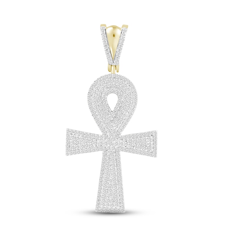 Men's Diamond Ankh Charm 3/4 ct tw Round 10K Yellow Gold