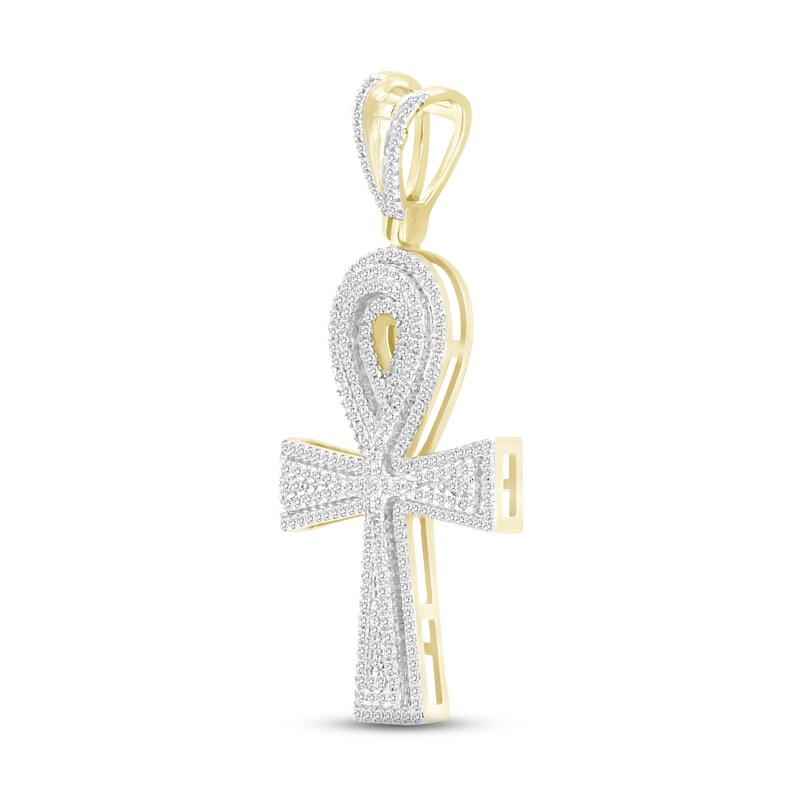 Men's Diamond Ankh Charm 3/4 ct tw Round 10K Yellow Gold