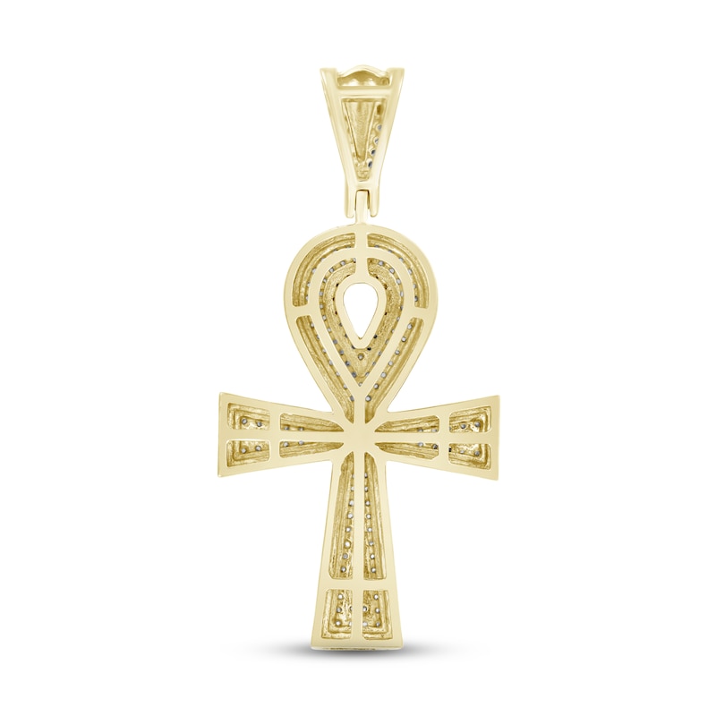 Main Image 4 of Men's Diamond Ankh Charm 3/4 ct tw Round 10K Yellow Gold