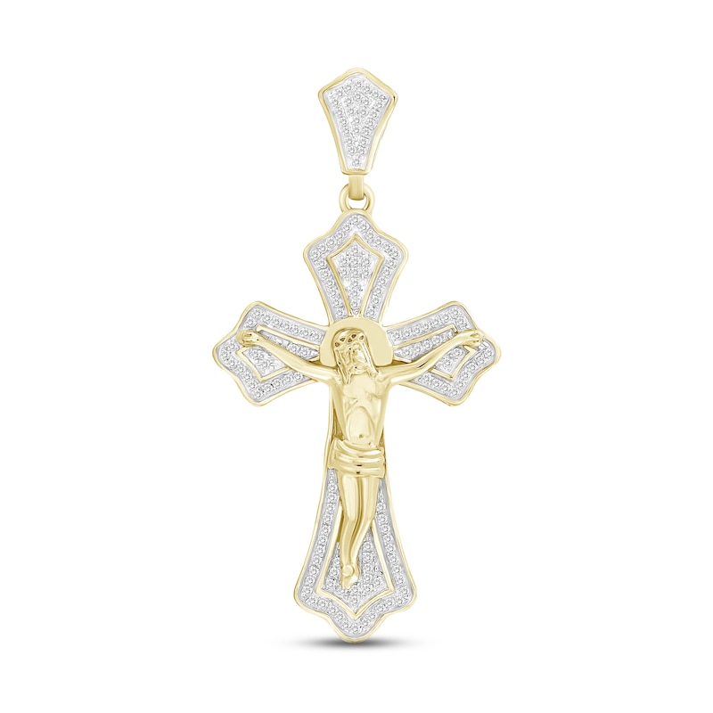 Main Image 1 of Men's Diamond Crucifix Pendant Charm 1/2 ct tw 10K Yellow Gold