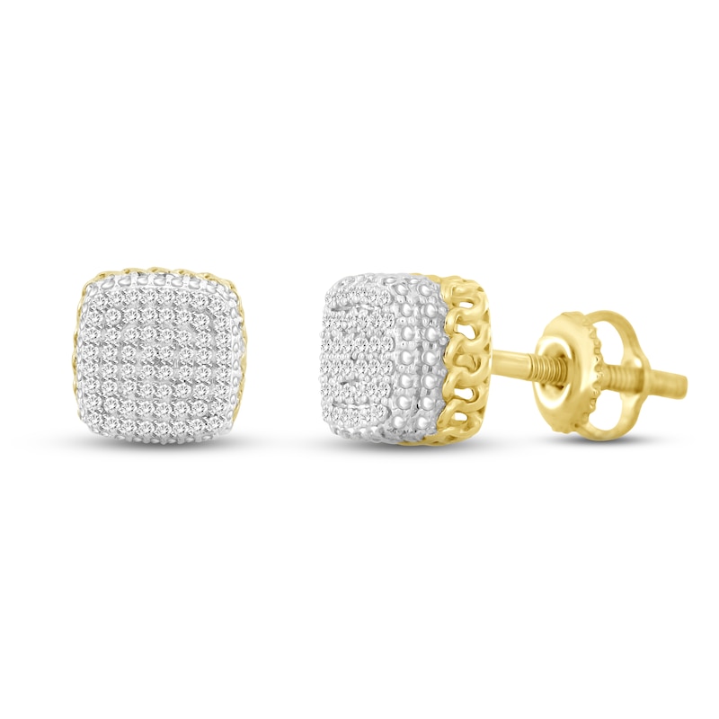 Men's Diamond Stud Earrings 1/4 ct tw Round 10K Yellow Gold