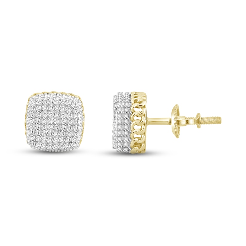 Main Image 2 of Men's Diamond Stud Earrings 1/4 ct tw Round 10K Yellow Gold