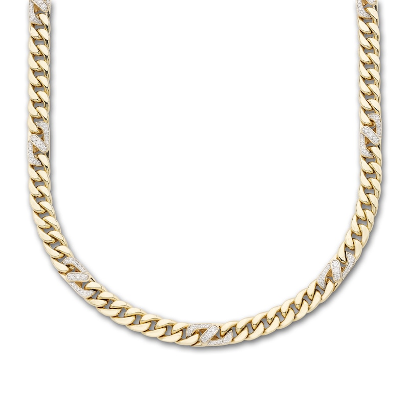 Diamond Cuban Link Necklace 2 ct tw Round 10K Two-Tone Gold
