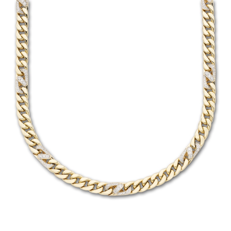 Main Image 1 of Diamond Cuban Link Necklace 2 ct tw Round 10K Two-Tone Gold
