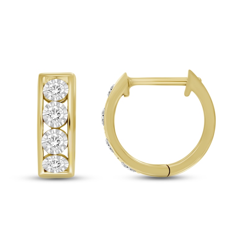 Men's Diamond Earrings 1/4 ct tw Round 10K Yellow Gold with Rhodium