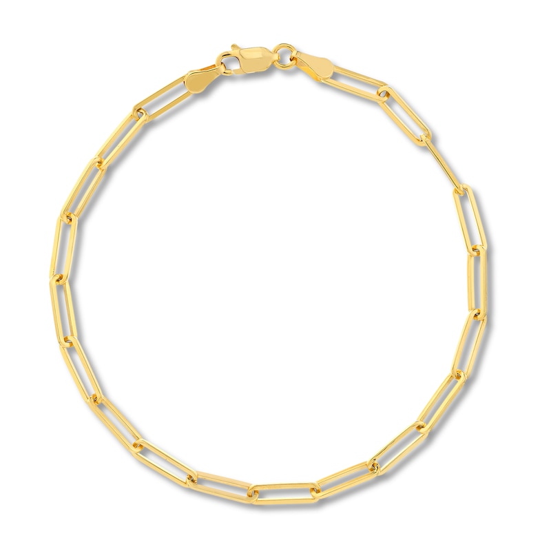 Main Image 1 of Solid Paperclip Chain Bracelet 14K Yellow Gold 8"