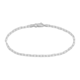 Solid Paperclip Chain Bracelet 14K White Gold 7.25"