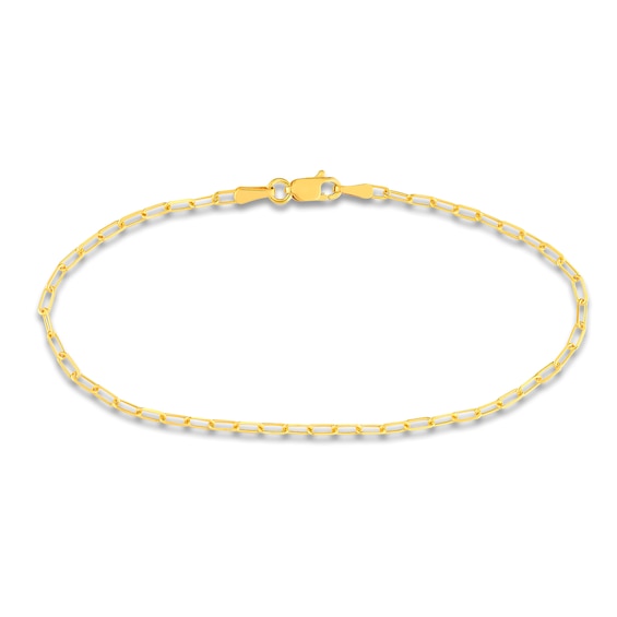 Solid Paperclip Chain Bracelet 14K Yellow Gold 7.25"