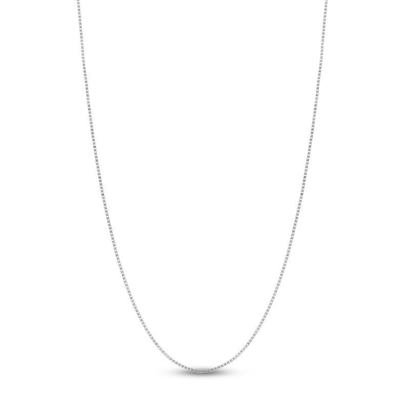 Main Image 1 of Solid Box Chain Necklace 14K White Gold 18" 0.66mm