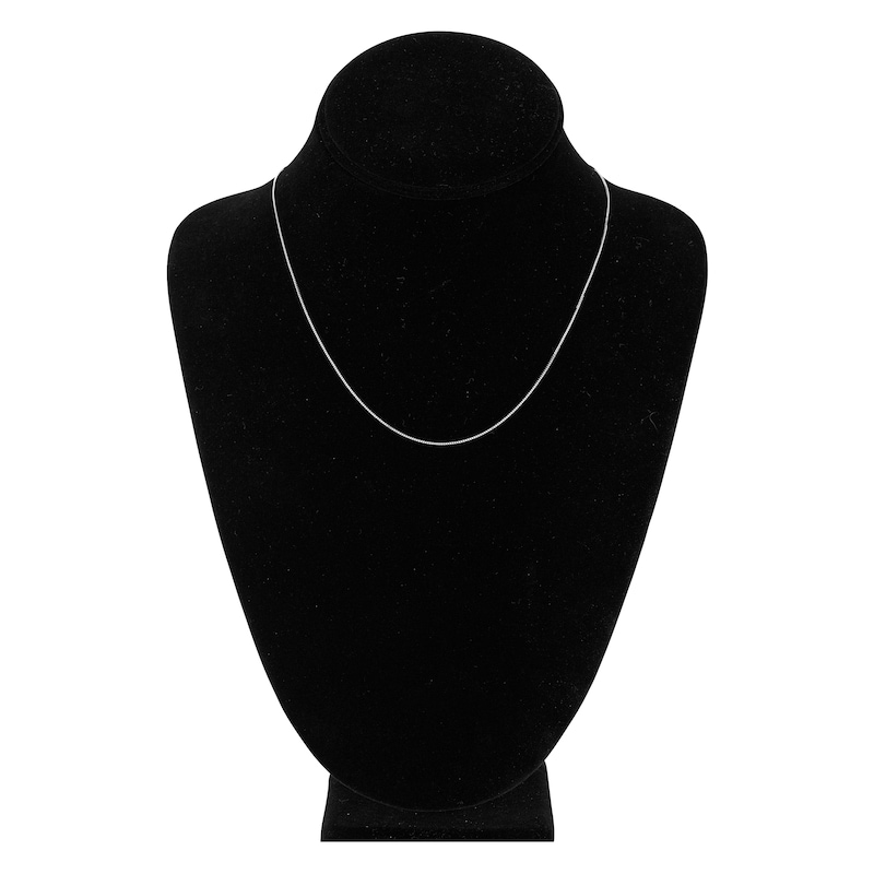 Solid Box Chain Necklace 14K White Gold 18" 0.66mm