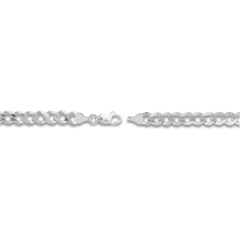 Main Image 2 of Solid Cuban Link Chain Bracelet 14K White Gold 8.5"