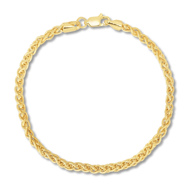 Main Image 1 of Hollow Round Wheat Chain Bracelet 14K Yellow Gold 7.25"