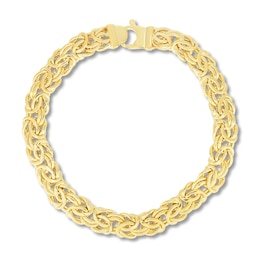 Hollow Byzantine Chain Bracelet 14K Yellow Gold 7.25"