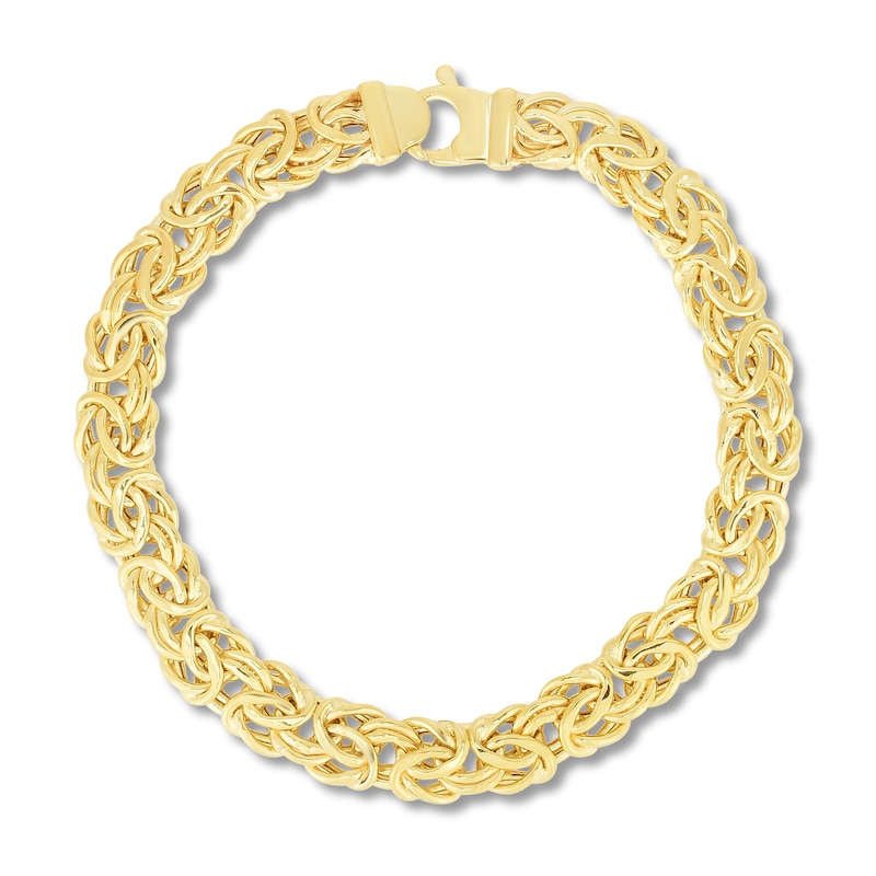 Main Image 1 of Hollow Byzantine Chain Bracelet 14K Yellow Gold 7.25"