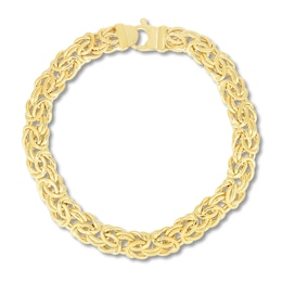 Solid Byzantine Chain Bracelet 14K Yellow Gold 8"