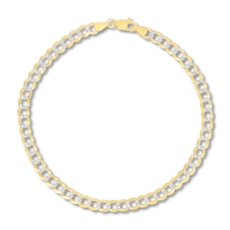 Solid Pave Curb Chain Bracelet 14K Yellow Gold 8.5"