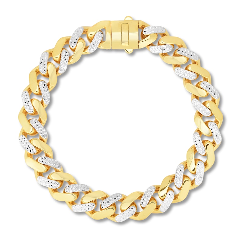 Main Image 1 of Solid Pave Curb Chain Bracelet 14K Yellow Gold 8.5"