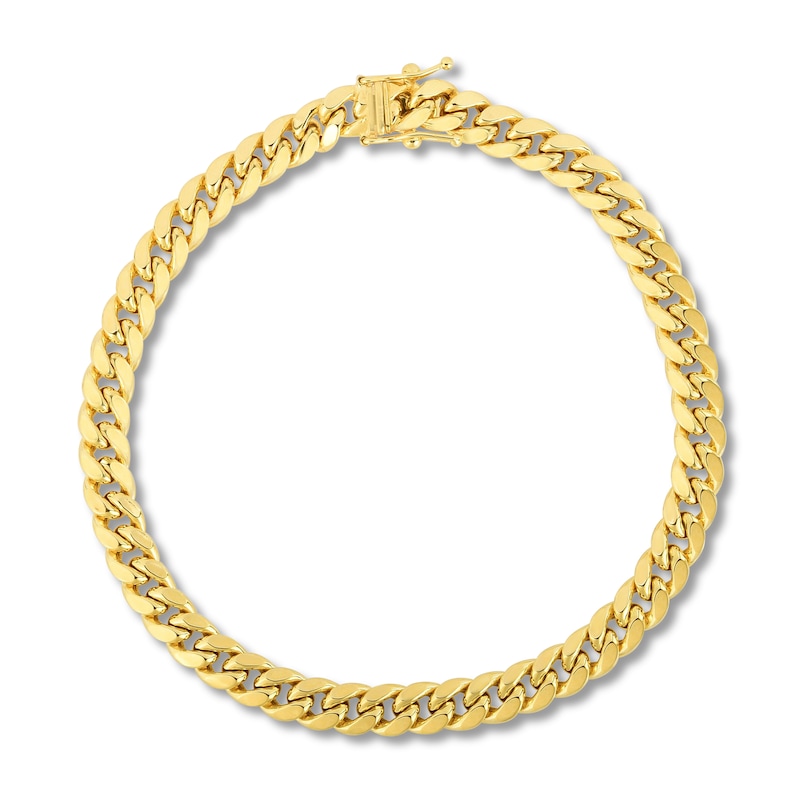 Main Image 1 of Semi-Solid Miami Cuban Link Bracelet 14K Yellow Gold 8.5"