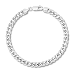 Semi-Solid Miami Cuban Link Bracelet 14K White Gold 8.5"