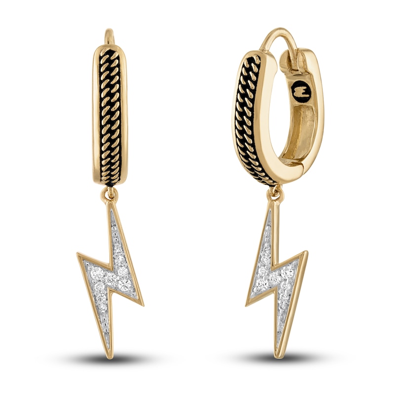 Main Image 1 of 1933 by Esquire Men's Diamond Lightning Bolt Earrings 1/8 ct tw 14K Yellow Gold