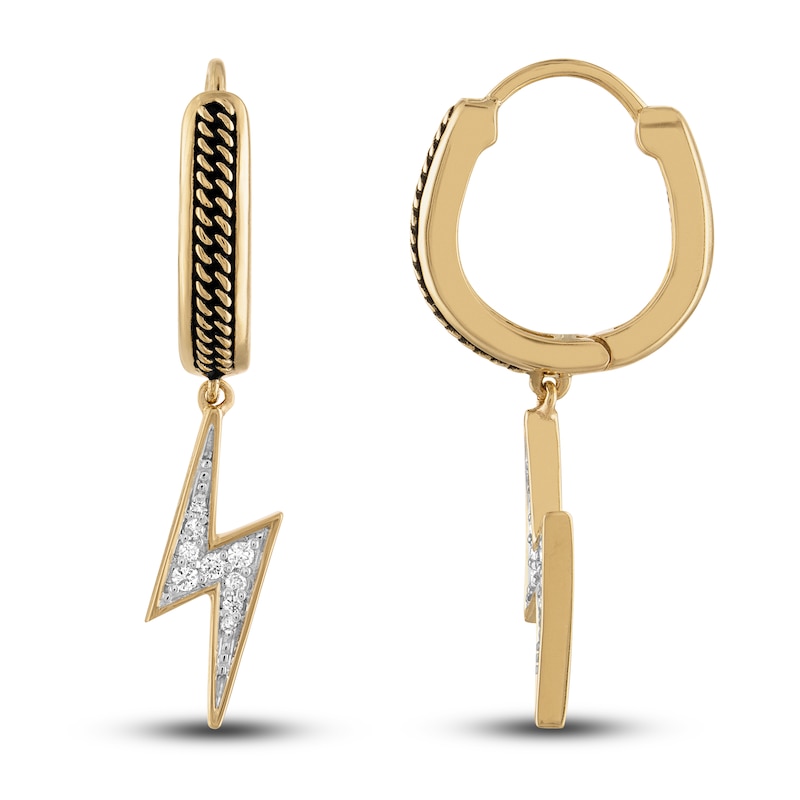 Main Image 2 of 1933 by Esquire Men's Diamond Lightning Bolt Earrings 1/8 ct tw 14K Yellow Gold