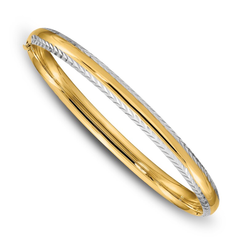 Hinged Bangle Bracelet 14K Yellow Gold 7.5"