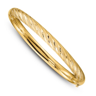 Twisted Hinged Bangle Bracelet 14K Yellow Gold 7.5