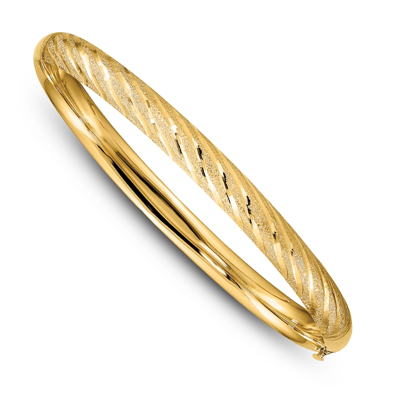 Main Image 1 of Twisted Hinged Bangle Bracelet 14K Yellow Gold 7.5&quot;