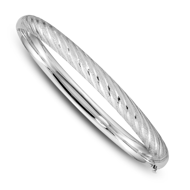 Twisted Hinged Bangle Bracelet 14K White Gold 7.5