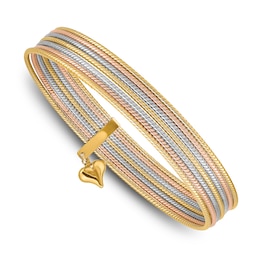 7 Bangle Bracelet 14K Tri-Tone Gold 8"