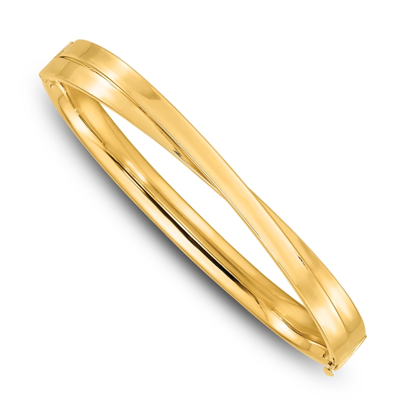 Main Image 1 of Bypass Hinged Bangle Bracelet 14K Yellow Gold 7&quot;