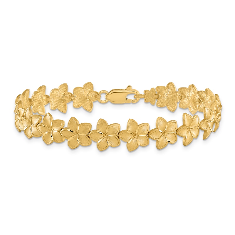 Main Image 1 of Plumeria Bracelet 14K Yellow Gold 7.25"