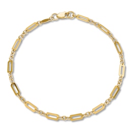 Fancy Rectangle Link Bracelet 14K Yellow Gold 7.5"