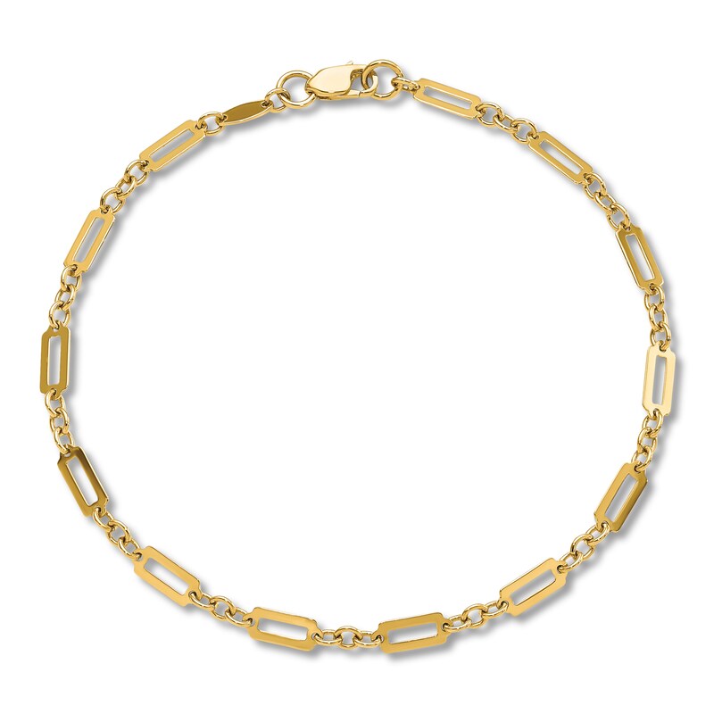 Main Image 1 of Fancy Rectangle Link Bracelet 14K Yellow Gold 7.5"
