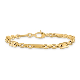 Polished Fancy Link Bracelet 14K Yellow Gold 7.5"