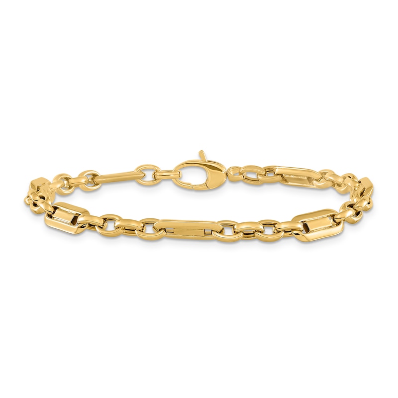 Main Image 1 of Polished Fancy Link Bracelet 14K Yellow Gold 7.5"