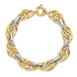 Fancy Link Bracelet 14K Two-Tone Gold 8.25"