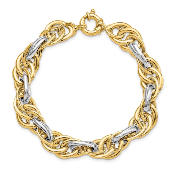 Fancy Link Bracelet 14K Two-Tone Gold 8.25"