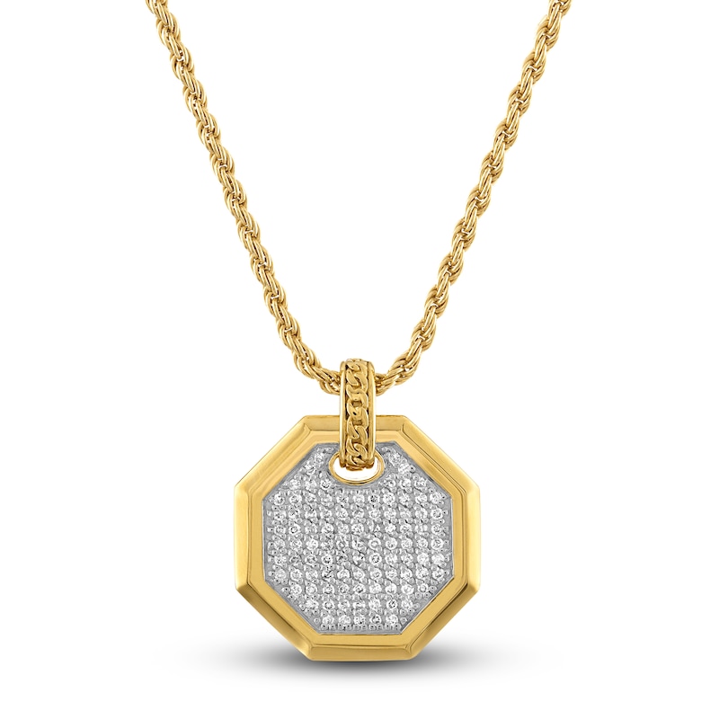 Main Image 1 of 1933 by Esquire Men's Diamond Necklace 1/2 ct tw Round 14K Yellow Gold-Plated/Sterling Silver 22"
