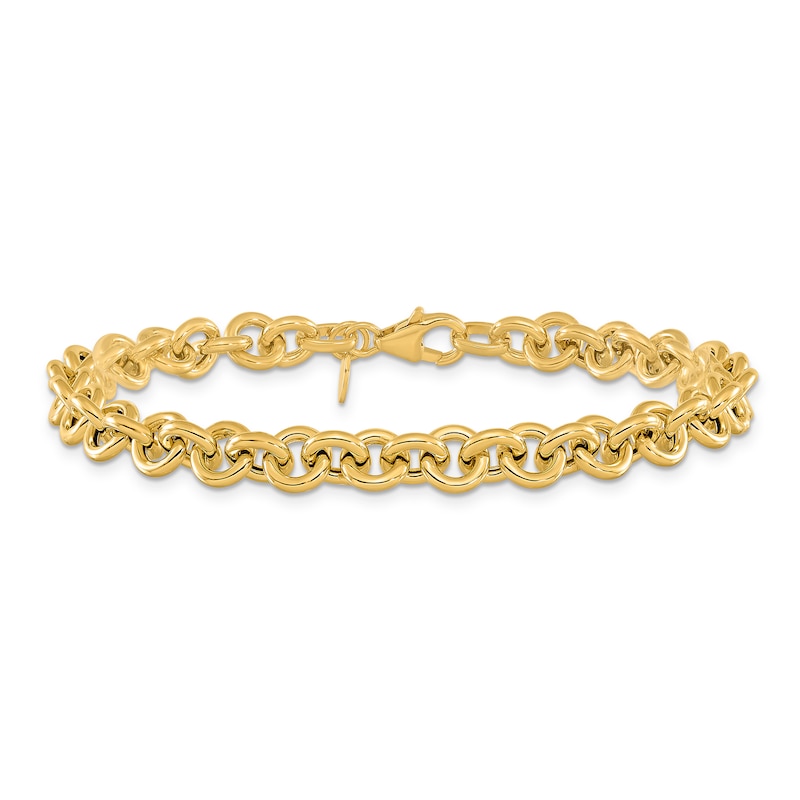 Main Image 1 of Fancy Rolo Link Bracelet 14K Yellow Gold 7.75"